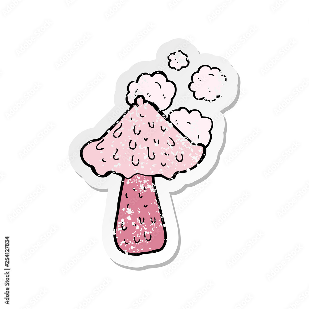 retro distressed sticker of a cartoon mushroom retro distressed sticker of a cartoon mushroom