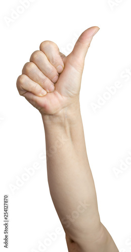 The hand of an old woman shows a thumb up sign