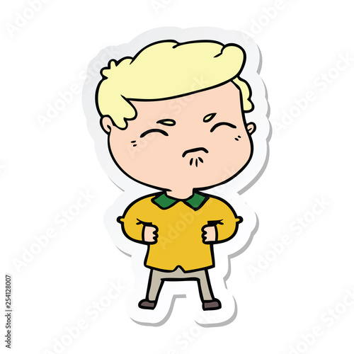 sticker of a cartoon annoyed man