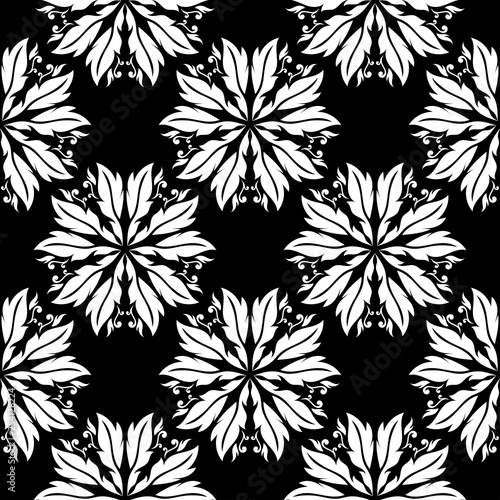  Floral seamless background. Monochrome black and white pattern. Vector illustrationFloral seamless background. Monochrome black and white pattern photo