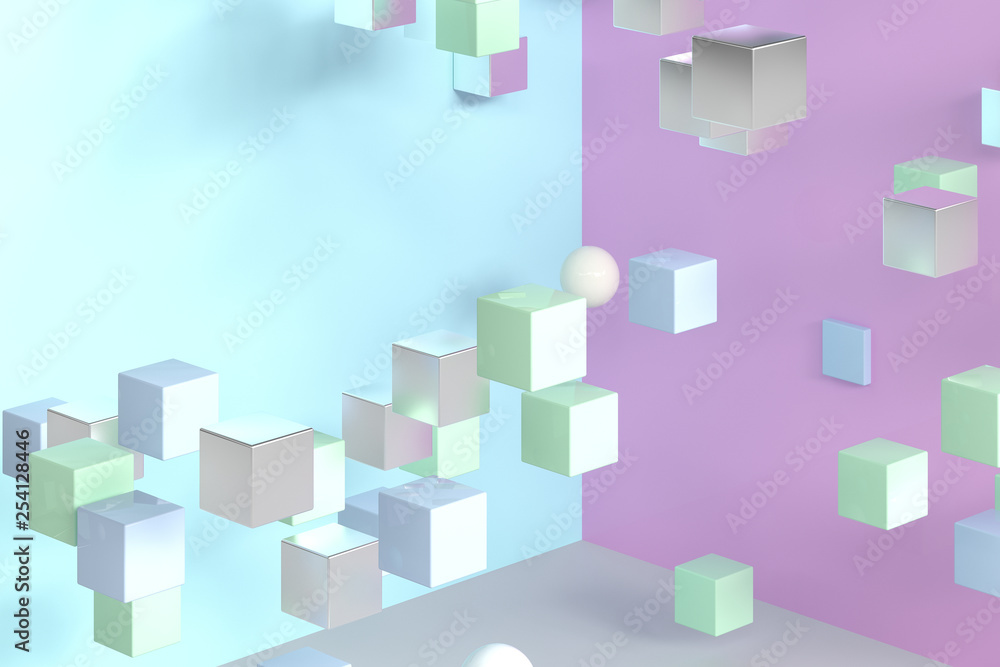 colorful balls and cubes, 3d rendering colorful balls and cubes, 3d rendering