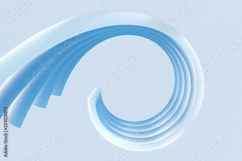 blue curve pattern, 3d rendering
