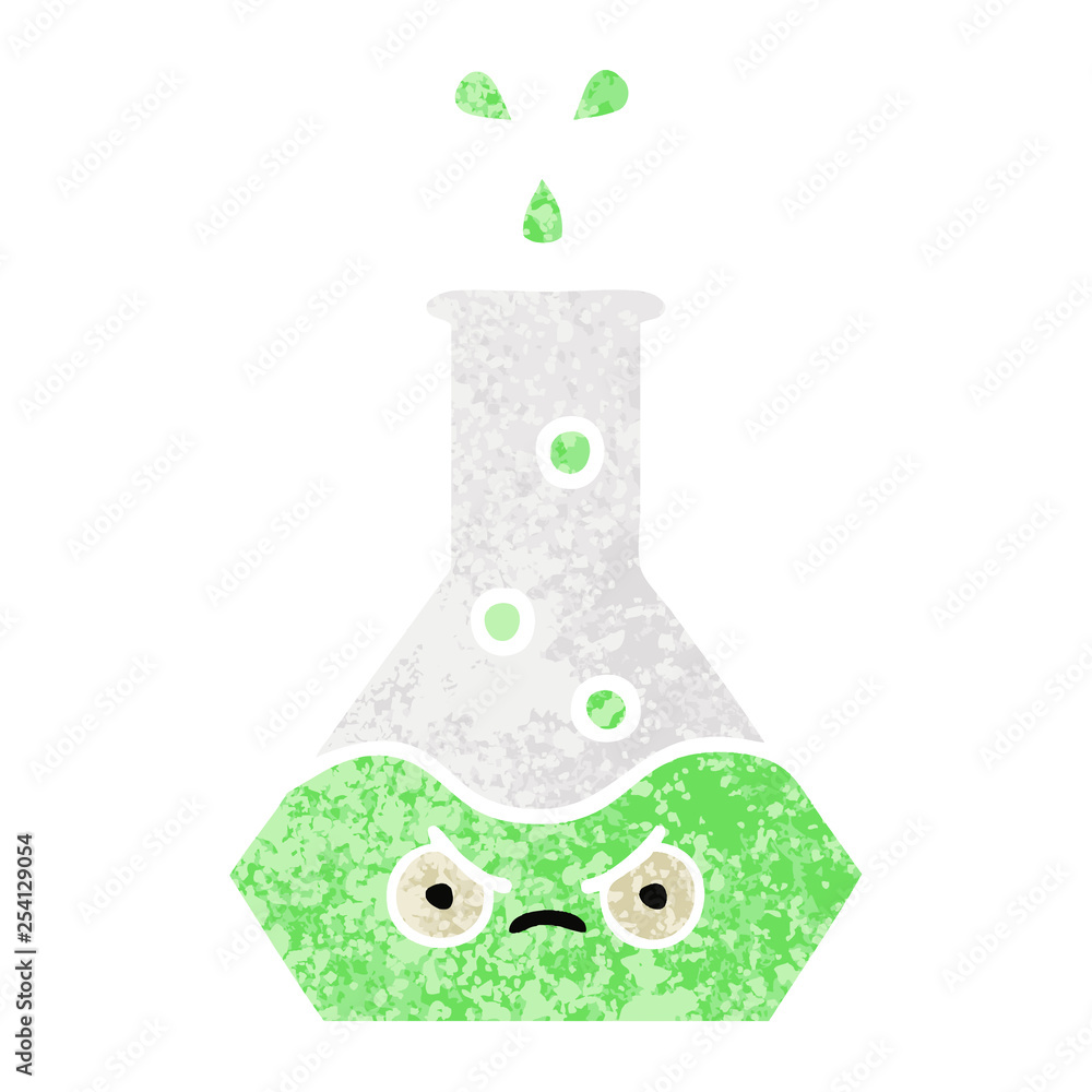 retro illustration style cartoon science beaker retro illustration style cartoon science beaker