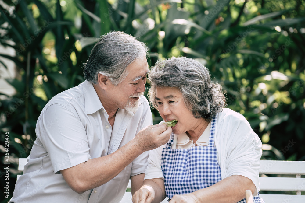 Elderly couples Cooking Healthy food together Elderly couples Cooking Healthy food together