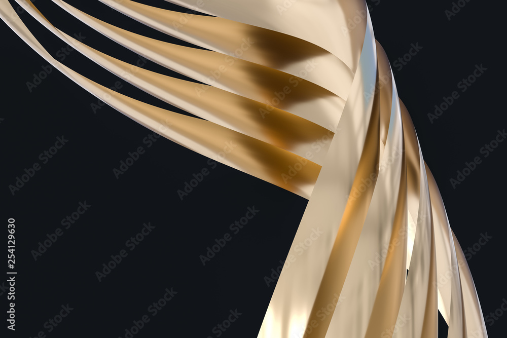 golden curve pattern, 3d rendering