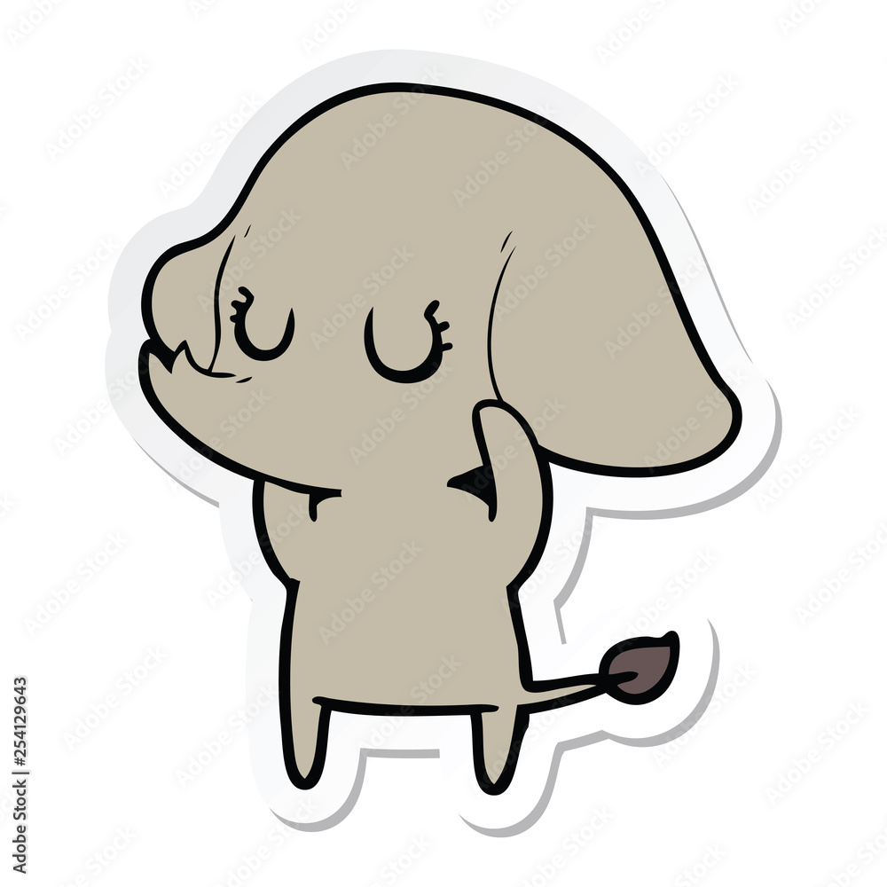 sticker of a cute cartoon elephant sticker of a cute cartoon elephant