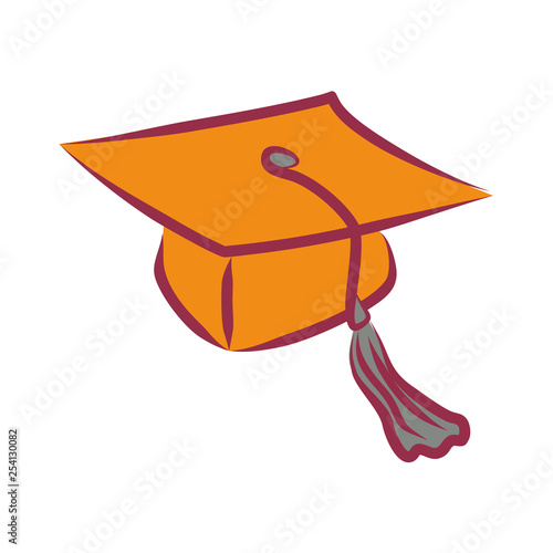 Simple vector graduate cap icon. The square academic cap, mortarboard or Oxford cap - flat linear clipart