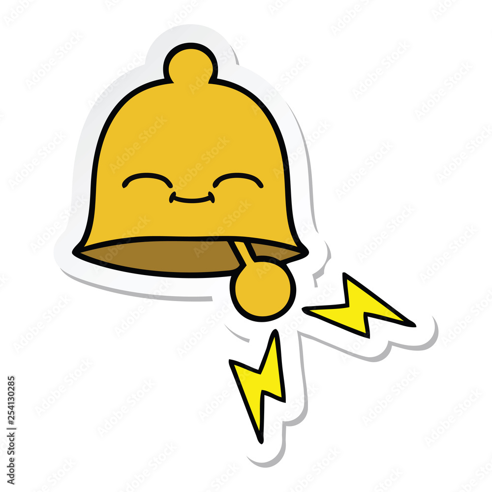 sticker of a cute cartoon ringing bell sticker of a cute cartoon ringing bell