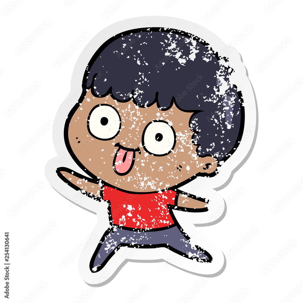 distressed sticker of a cartoon man staring distressed sticker of a cartoon man staring