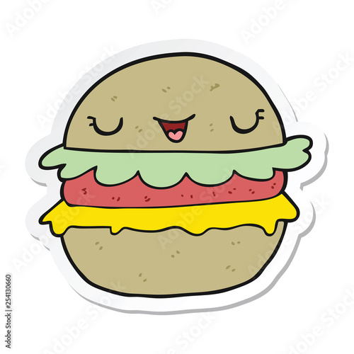 sticker of a cartoon burger