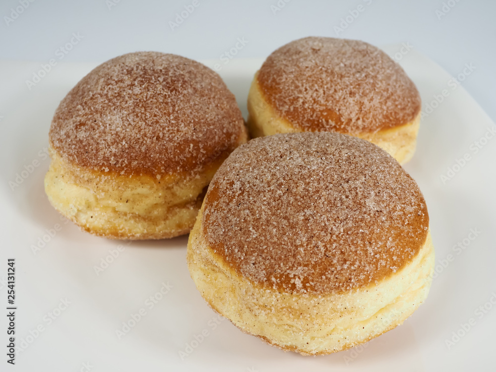 fresh baked german carnival donuts with sugar
