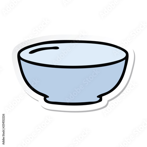 sticker of a quirky hand drawn cartoon bowl