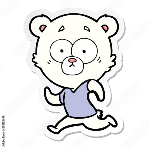 sticker of a surprised polar bear cartoon