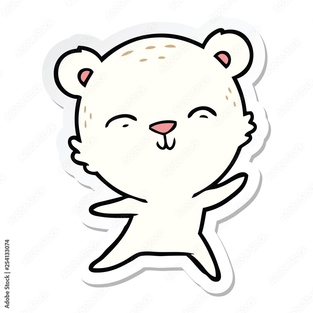 sticker of a happy cartoon polar bear dancing sticker of a happy cartoon polar bear dancing