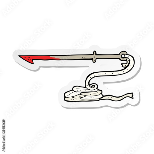 sticker of a cartoon harpoon