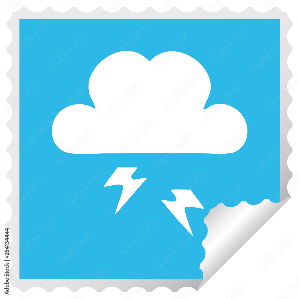 square peeling sticker cartoon thunder cloud square peeling sticker cartoon thunder cloud
