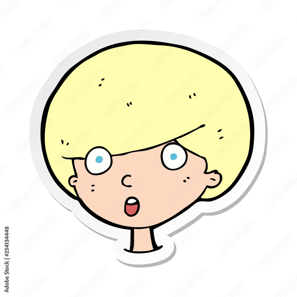 sticker of a cartoon surprised boy sticker of a cartoon surprised boy