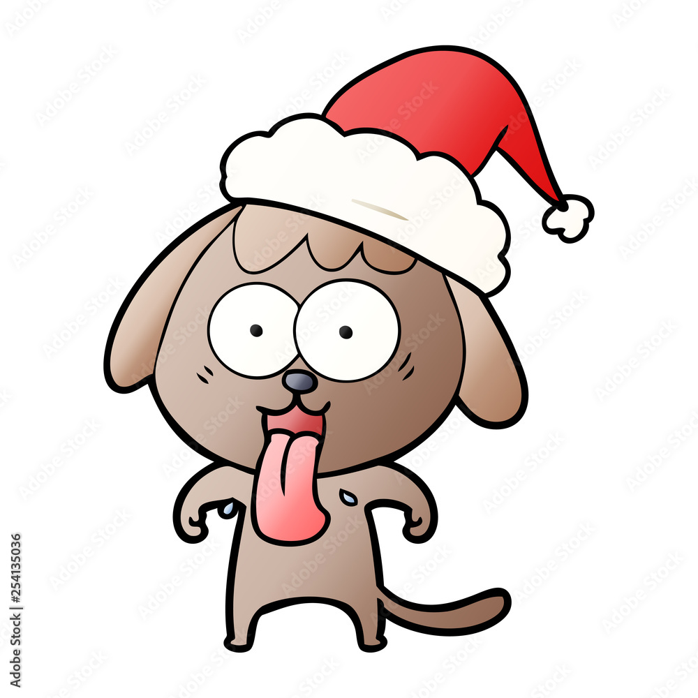 cute gradient cartoon of a dog wearing santa hat cute gradient cartoon of a dog wearing santa hat