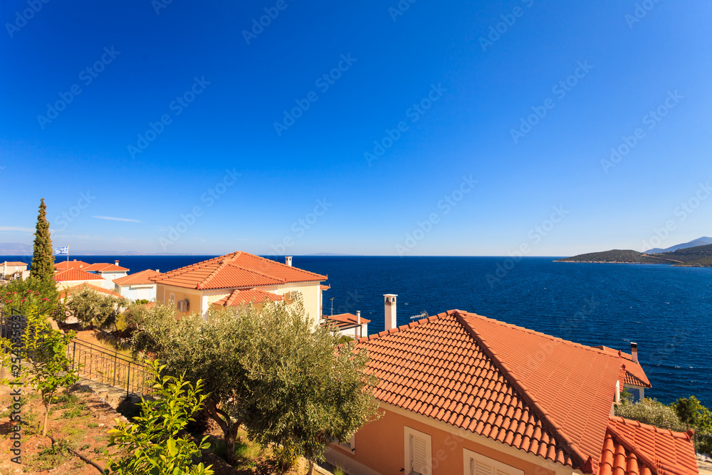 Houses roof on greek seaside