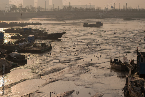 Boats at the seaside. China. Lianyungang. 