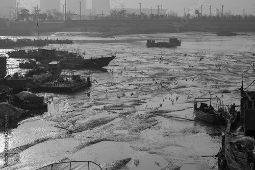 Boats at the seaside. China. Lianyungang. 
