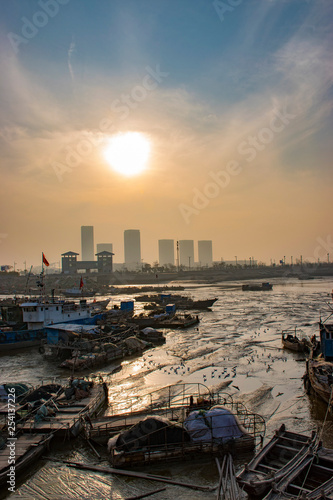 Sunset at the seaside. China. Lianyungang. 