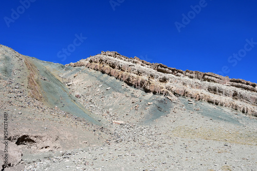 China, Tibet. China, Tibet. Mountain landscape on the way to lake Mershung (Merchong) in summer clear day photo