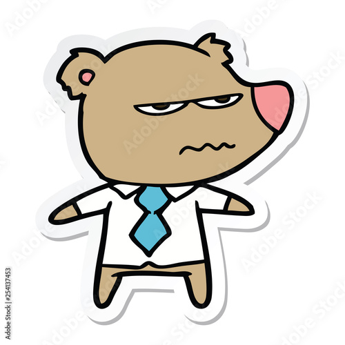 sticker of a cartoon angry boss bear