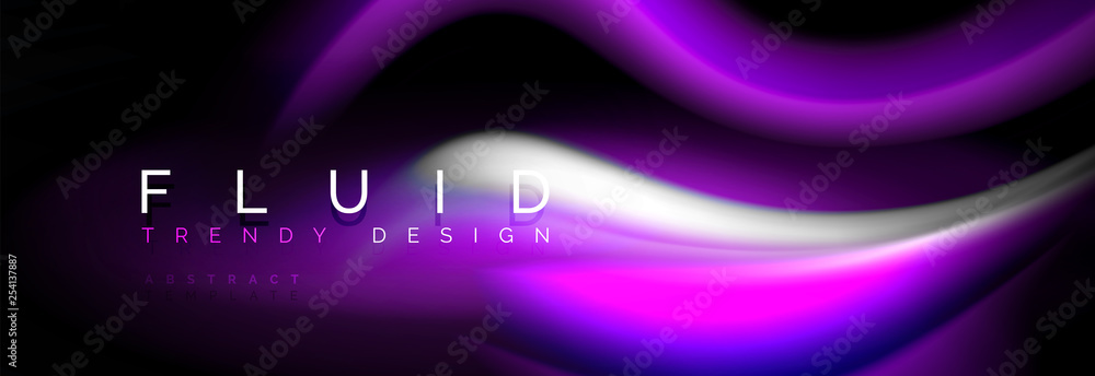 Fluid color neon wave lines background, neon liquid color futuristic paint template Fluid color neon wave lines background, neon liquid color futuristic paint template