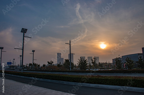 sunset in the chinese city at night