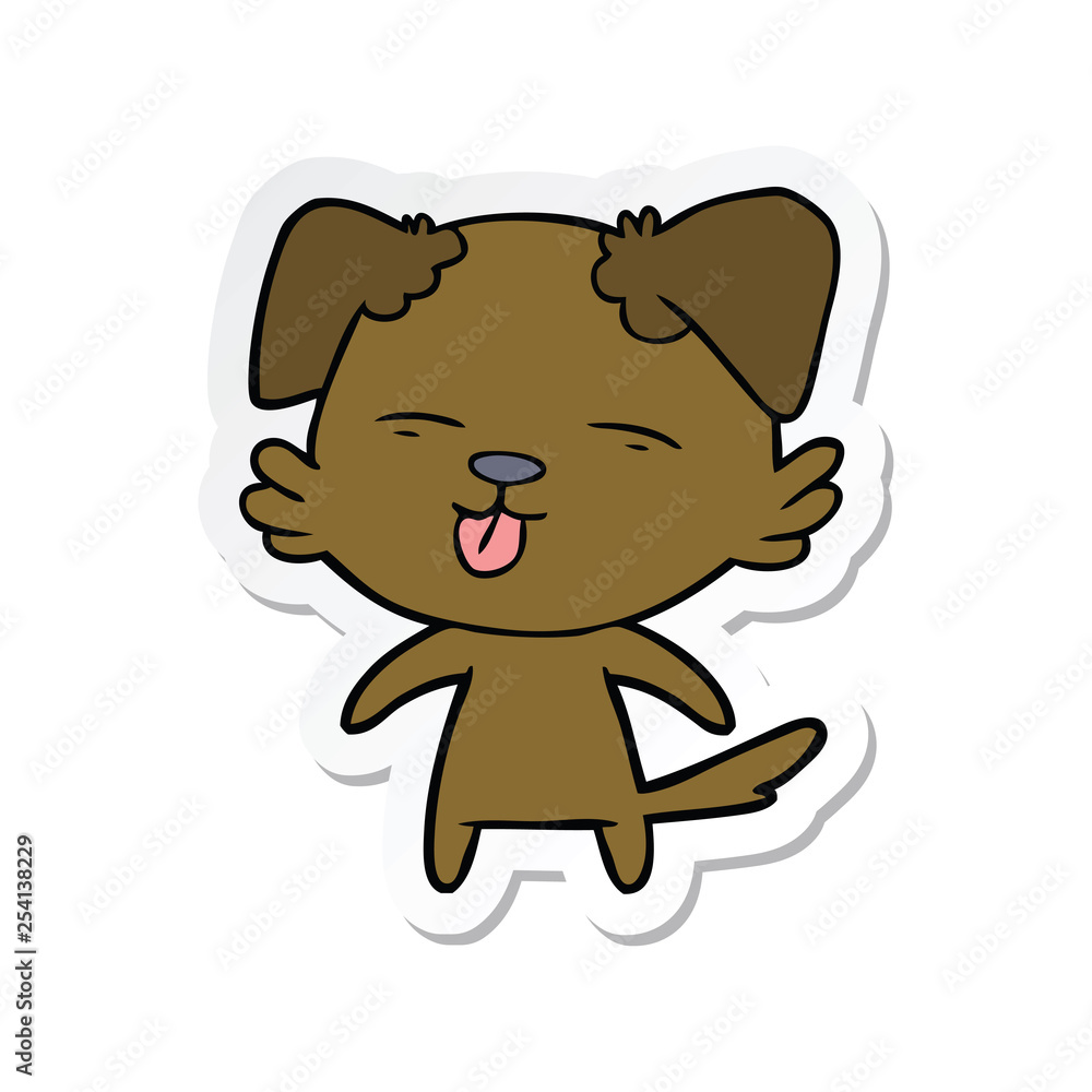Obraz premium sticker of a cartoon dog sticking out tongue