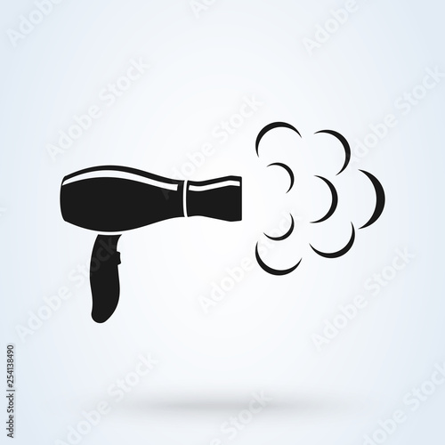 Hair dryer black solid icon vector. flat symbol illustration