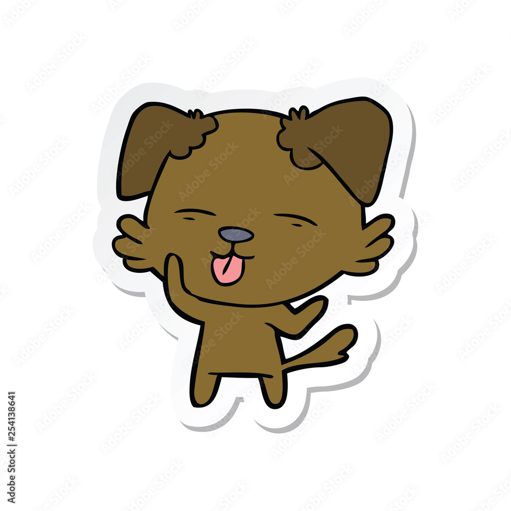sticker of a cartoon dog sticking out tongue sticker of a cartoon dog sticking out tongue