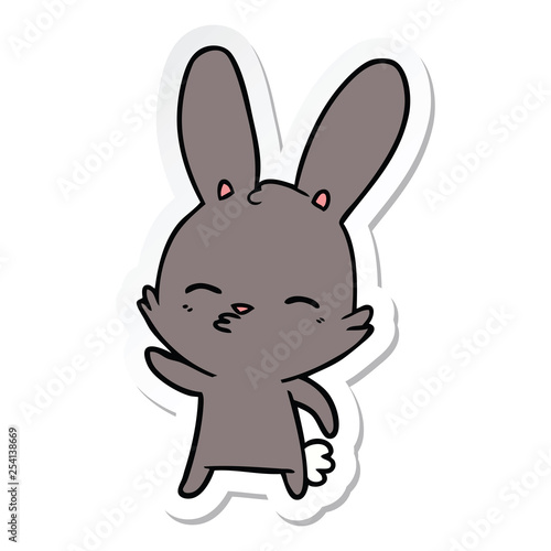sticker of a curious bunny cartoon