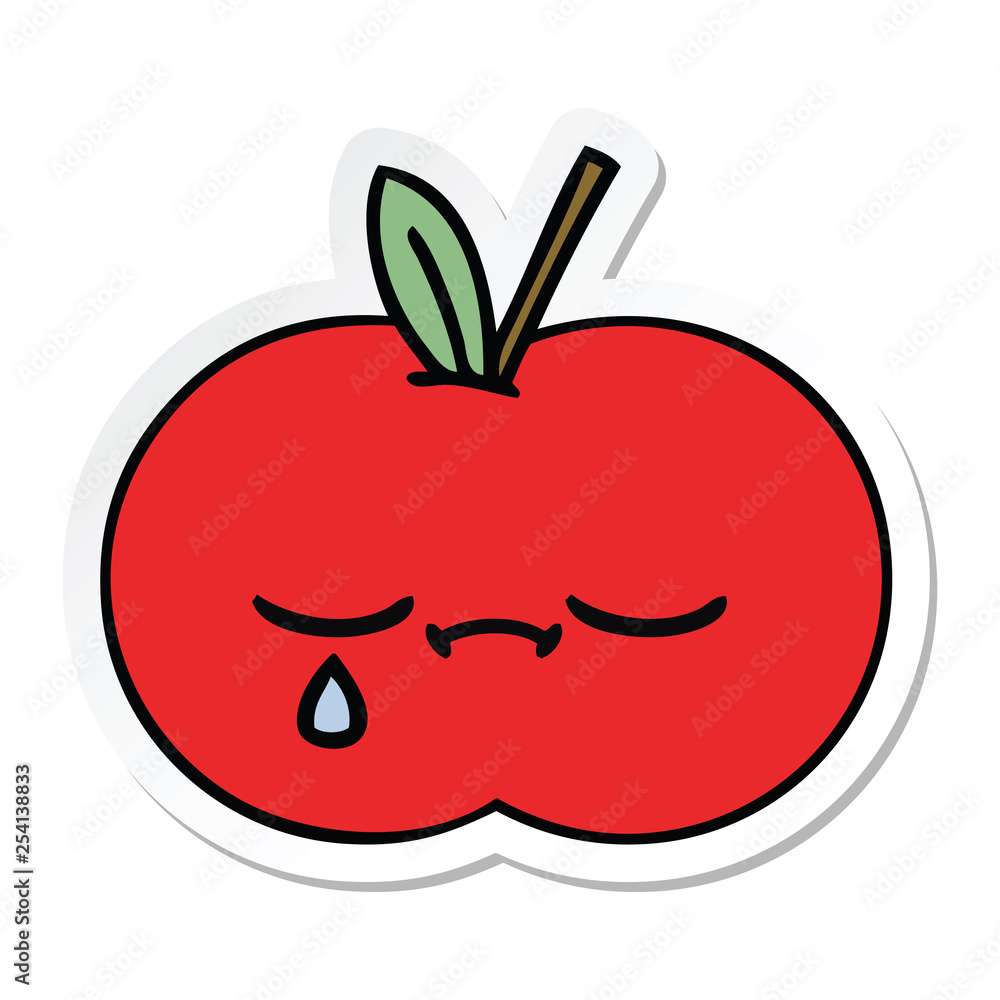 sticker of a cute cartoon red apple sticker of a cute cartoon red apple
