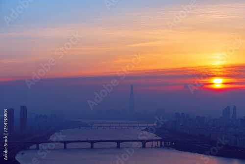 Sunrise of Seoul City,South Korea.dust Pm © CJ Nattanai