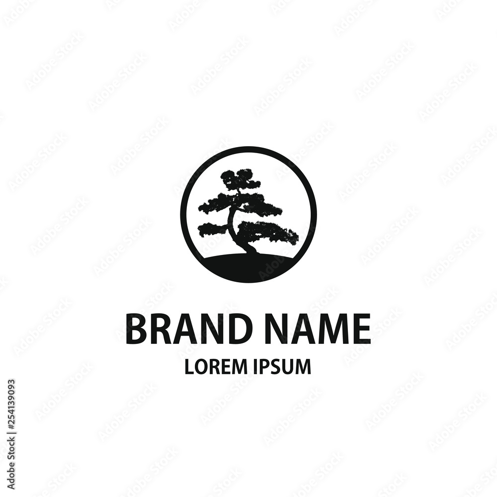 Trees logo design template. Awesome trees with circle logo. A modern trees  logotype.