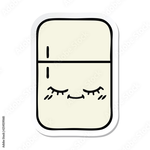 sticker of a cute cartoon fridge freezer