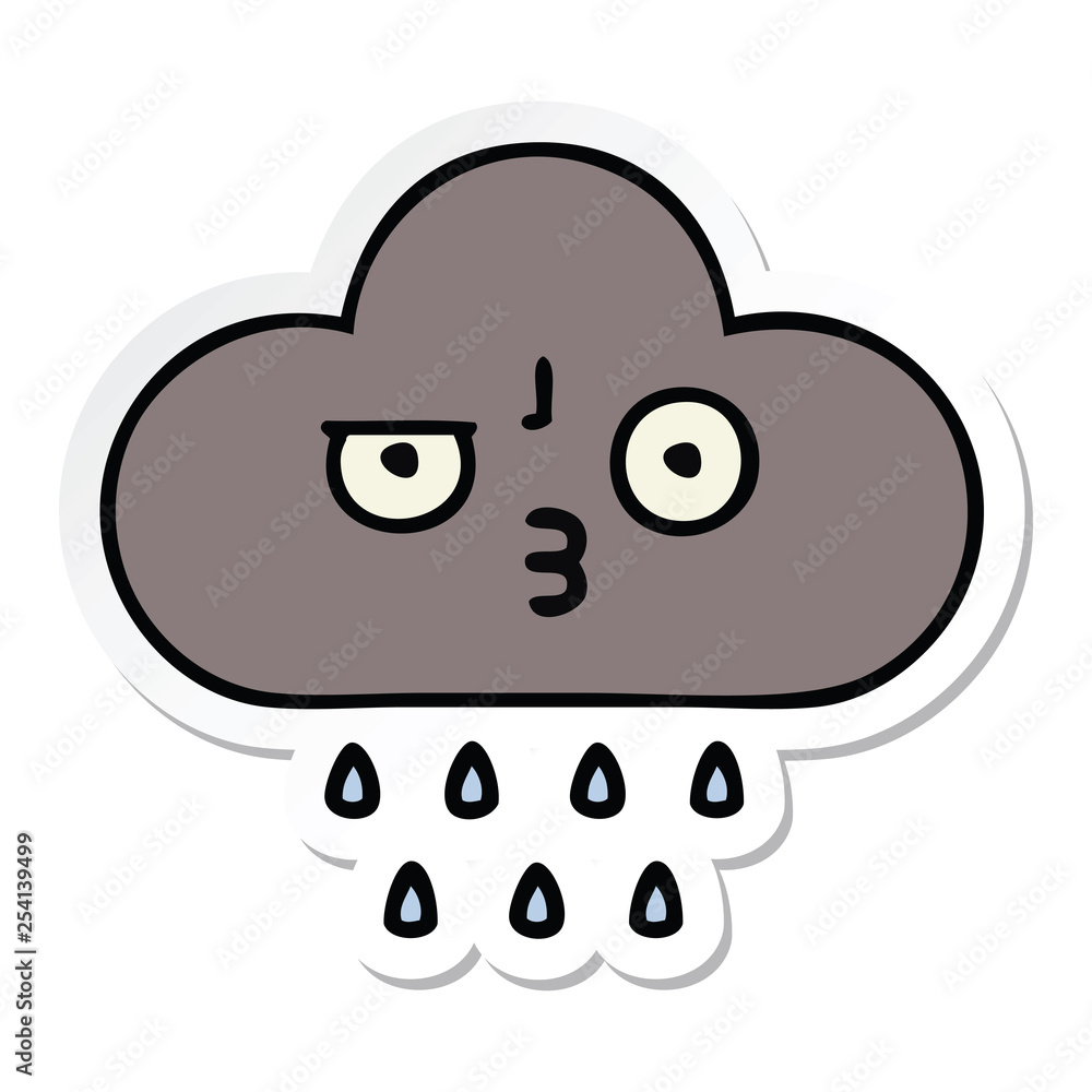 sticker of a cute cartoon storm rain cloud sticker of a cute cartoon storm rain cloud