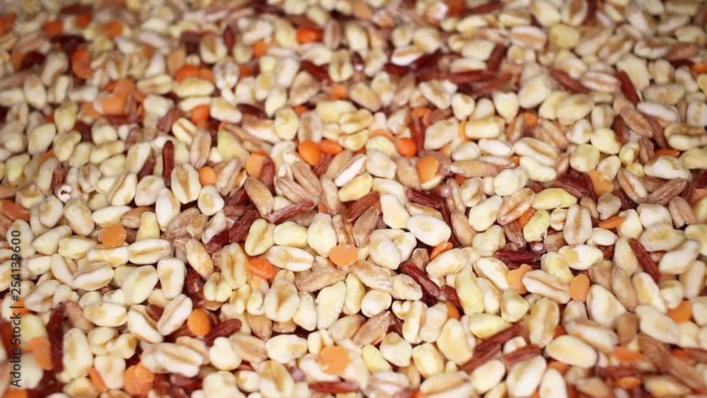 Healthy food gluten free seeds closeup texture video on rolling rotating looping plate Healthy food gluten free seeds closeup texture video on rolling rotating looping plate