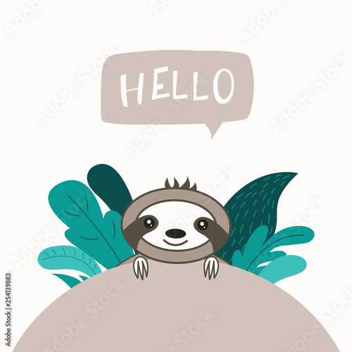 Cute vector sloth.