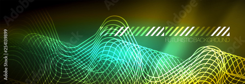Shiny neon lights background, techno design, modern wallpaper for your project