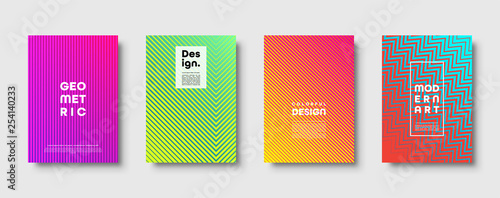 Modern abstract background with geometric shapes and lines. Colorful trendy minimal A4 template cover with acid colors and halftone gradient. EPS 10 vector illustration.
