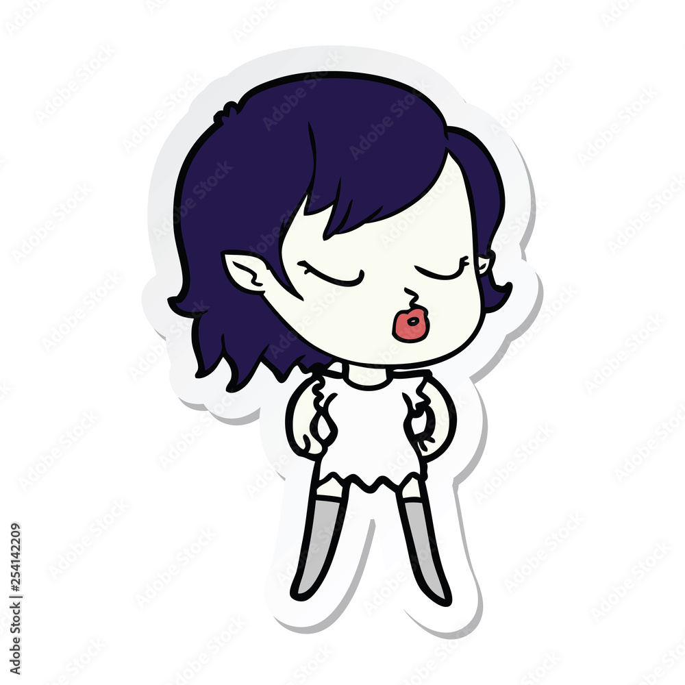 sticker of a cute cartoon vampire girl sticker of a cute cartoon vampire girl