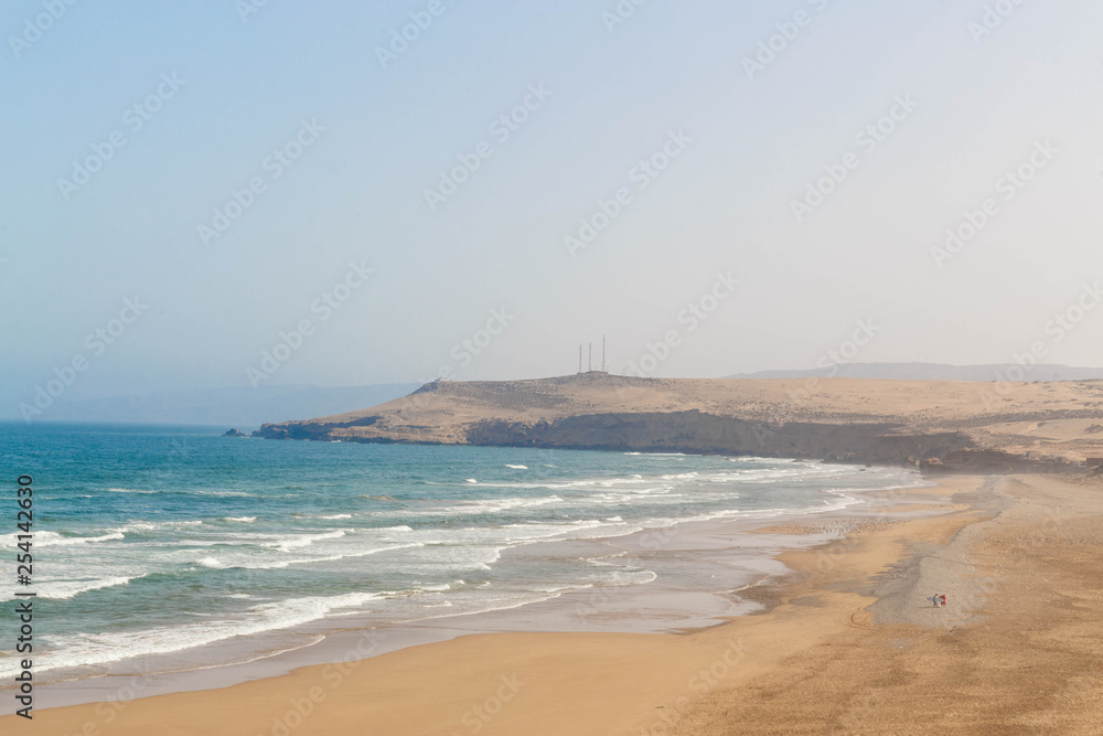 Morning view on the beach of Atlantic ocean coast, Morocco