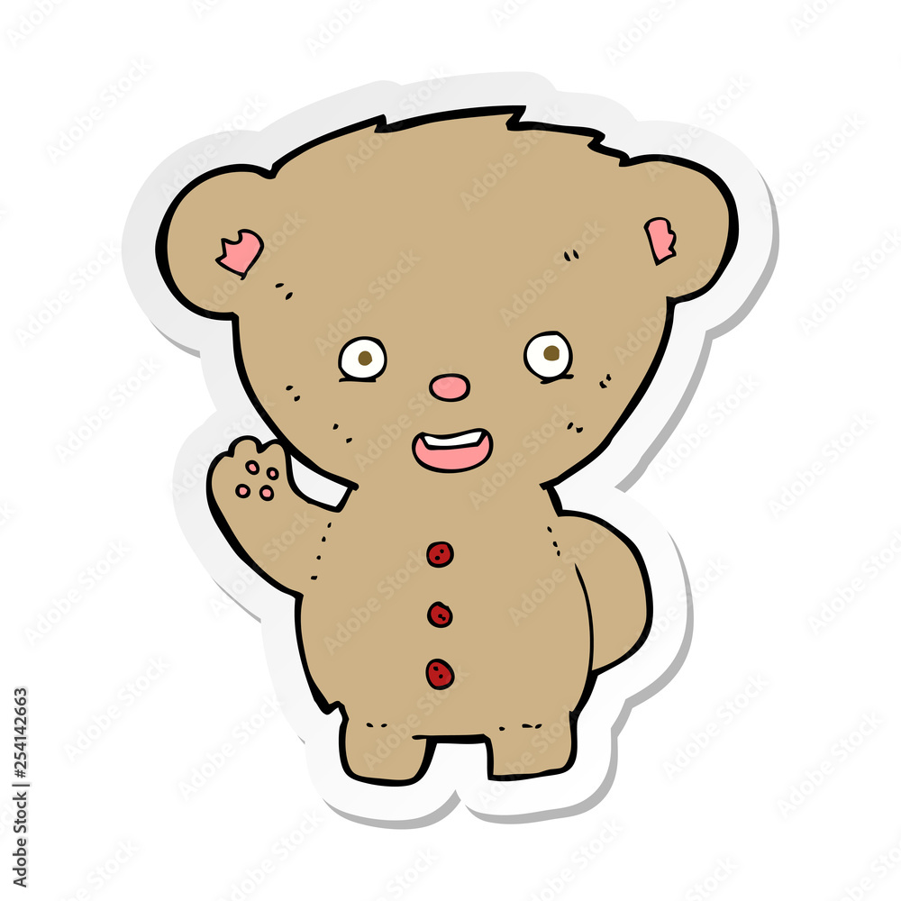 sticker of a cartoon teddy bear waving sticker of a cartoon teddy bear waving