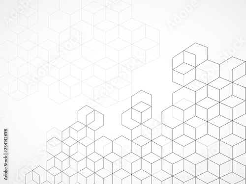 Abstract geometric background with cubes. Geometrical concept with lines and points
