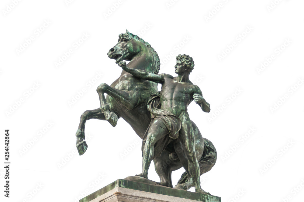 Horse tamer statue isolated on white background Horse tamer statue isolated on white background