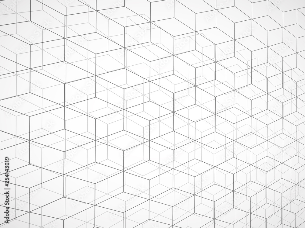 Abstract geometric background with cubes. Geometrical concept with lines and points Abstract geometric background with cubes. Geometrical concept with lines and points