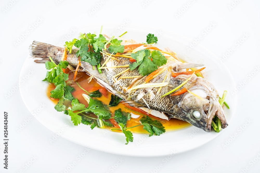 Chinese Cantonese cuisine - steamed squid Chinese Cantonese cuisine - steamed squid